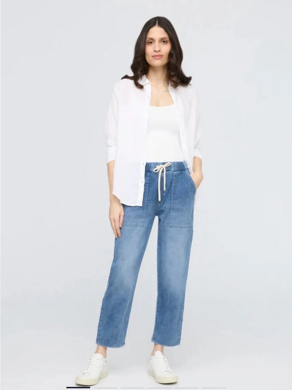 Wonderly women’s large ,Harbour elastic drawstring waistband pull on denim pants